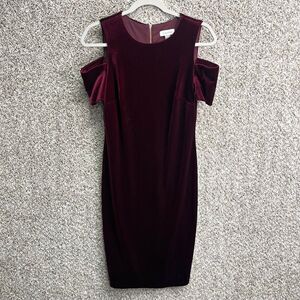 Calvin Klein Burgundy Cold Shoulder Mini Dress
